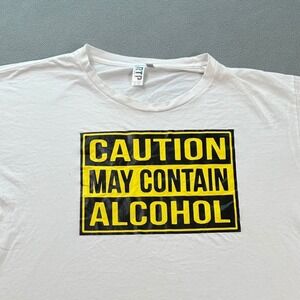 Caution May Contain Alcohol Graphic T Shirt Mens 3XL White RTP Apparel Funny
